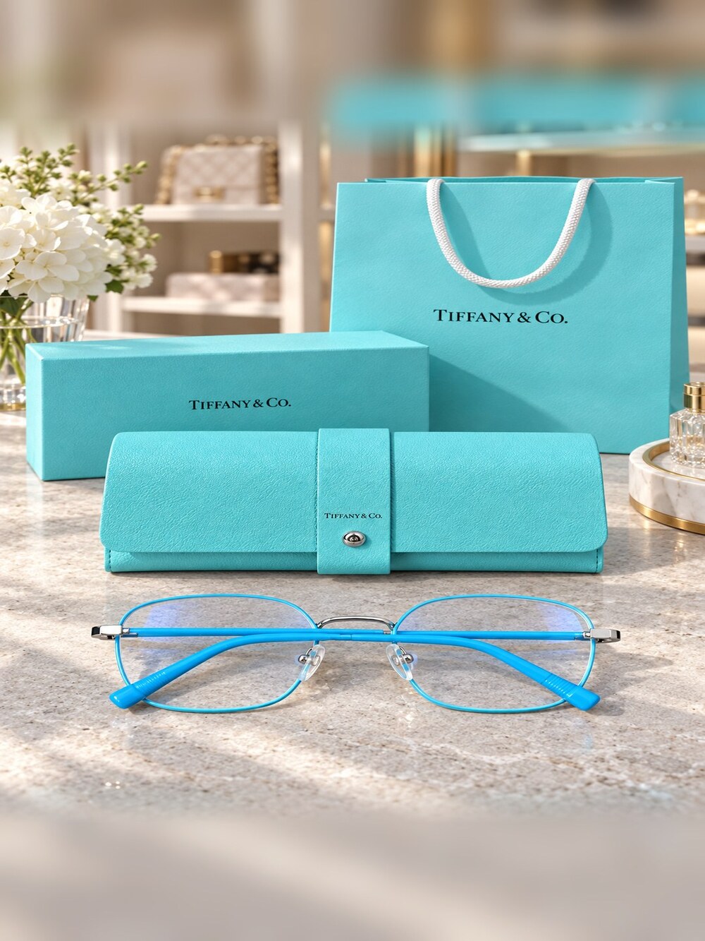 Tiffany Blue Square Optical Frames - Picture 6 of 6